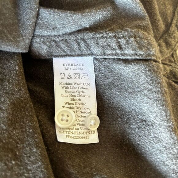 Everlane Mens Size Extra Large Olive Green Cotton Flannel Button Down Shirt - Picture 12 of 13